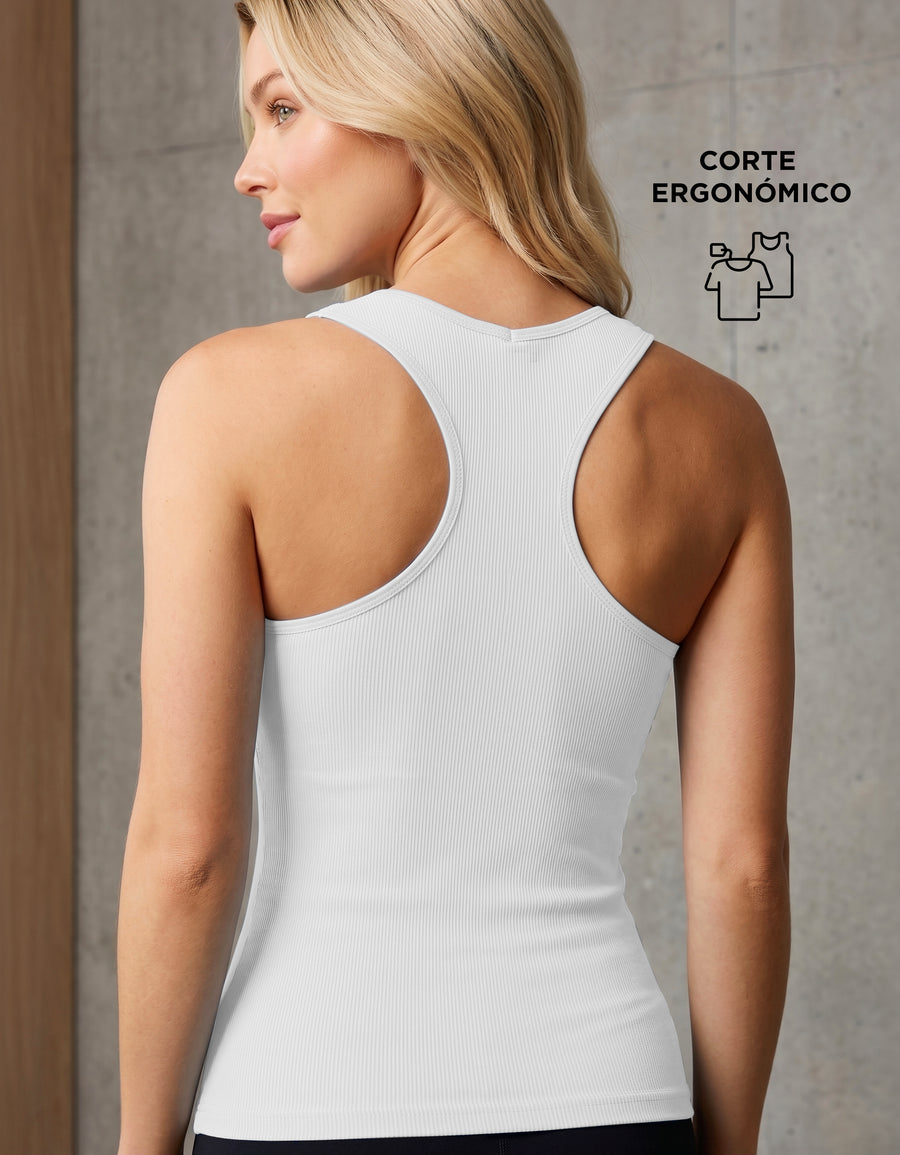 Playera Deportiva Sin Mangas Mujer Tank Top Acanalada · Unitalla color Blanco
