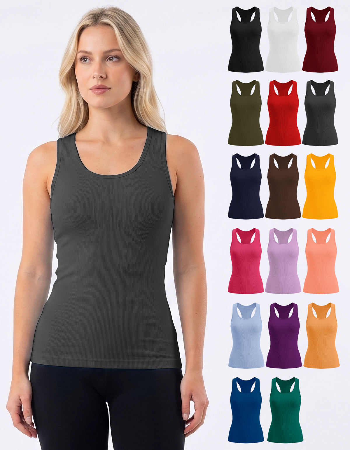 Playera Deportiva Sin Mangas Mujer Tank Top Acanalada · Unitalla color Gris Oxford