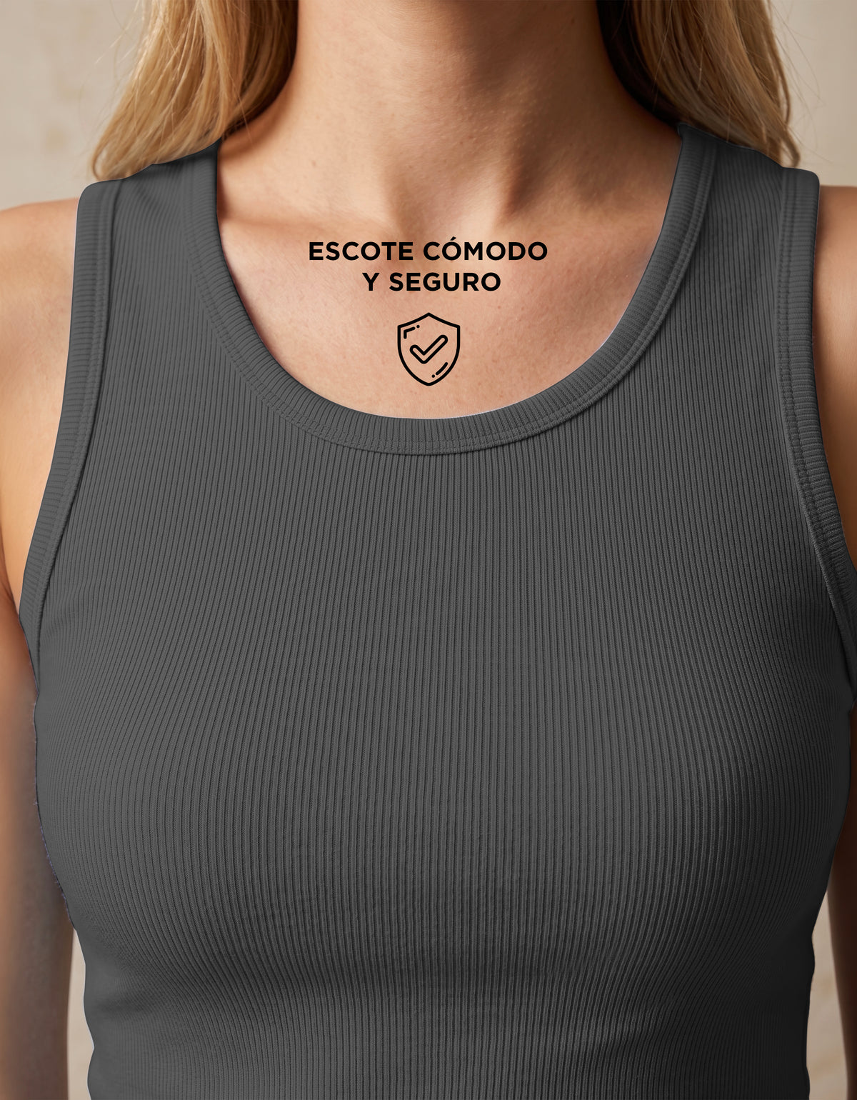 Playera Deportiva Sin Mangas Mujer Tank Top Acanalada · Unitalla color Gris Oxford