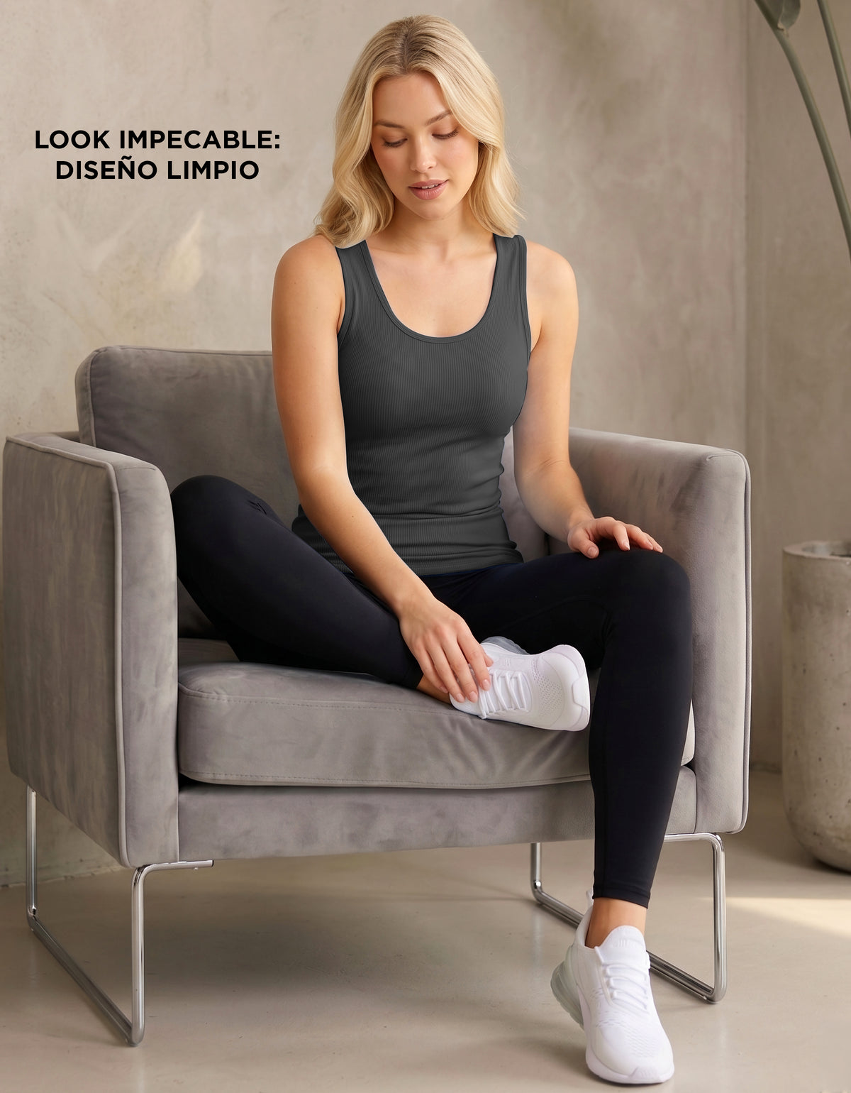 Playera Deportiva Sin Mangas Mujer Tank Top Acanalada · Unitalla color Gris Oxford