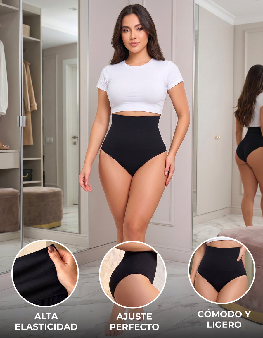 Pantaleta de Compresión Cintura Alta para Mujer · Moldea el Abdomen · Negra color Negro