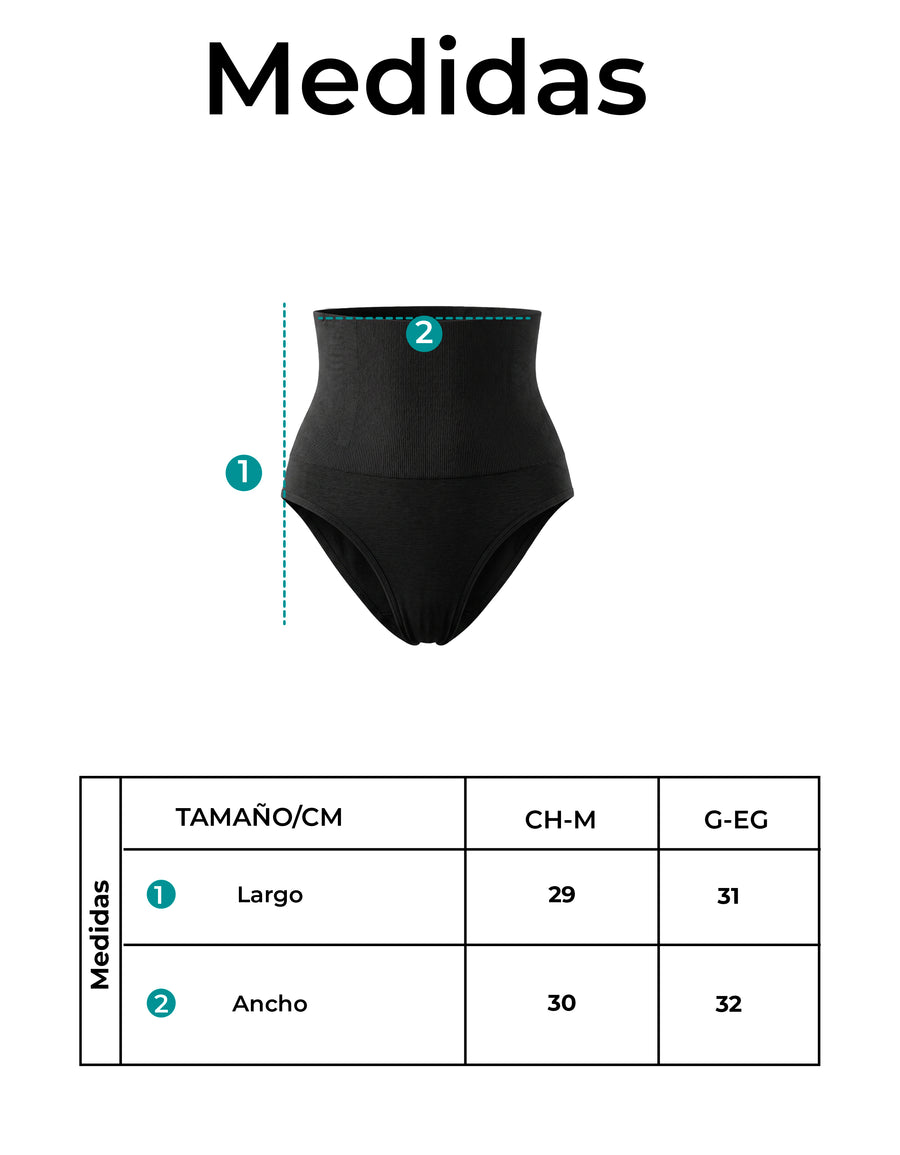 Pantaleta de Compresión Cintura Alta para Mujer · Moldea el Abdomen · Negra color Negro