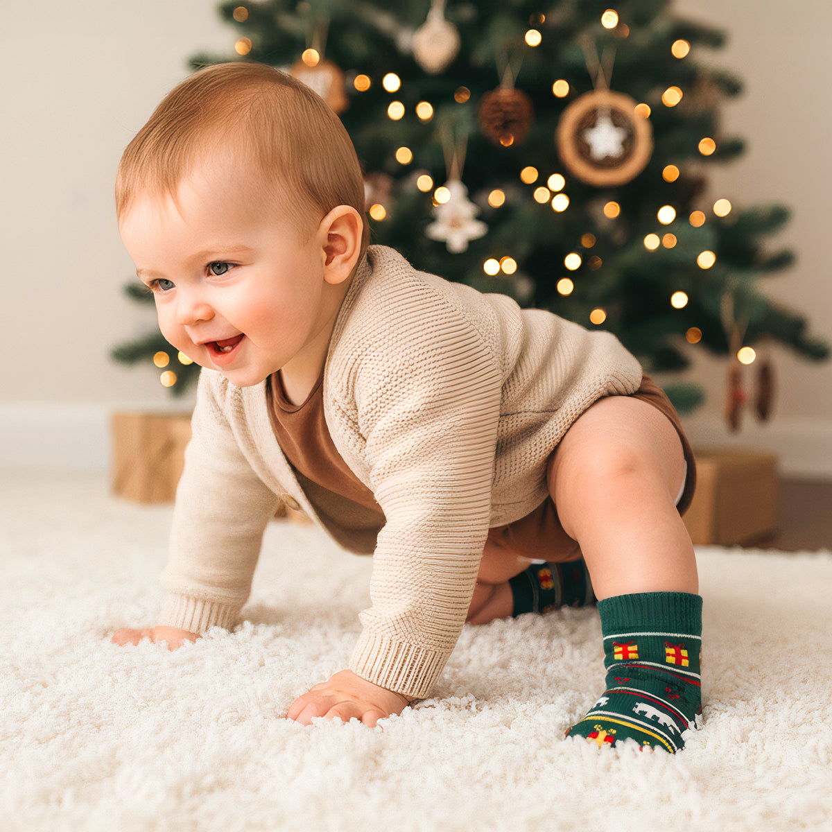 Set de 3 Pares de Calcetines Navideños para Bebé · Suaves · 6 a 12 Meses