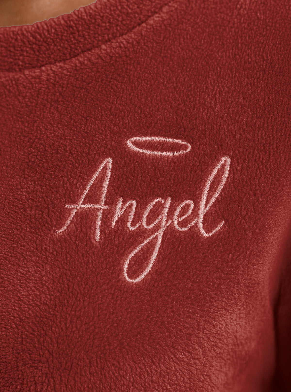 Pijama Polar Mujer con Bordado Angel · Sudadera y Jogger Afelpados · Unitalla color Rojo