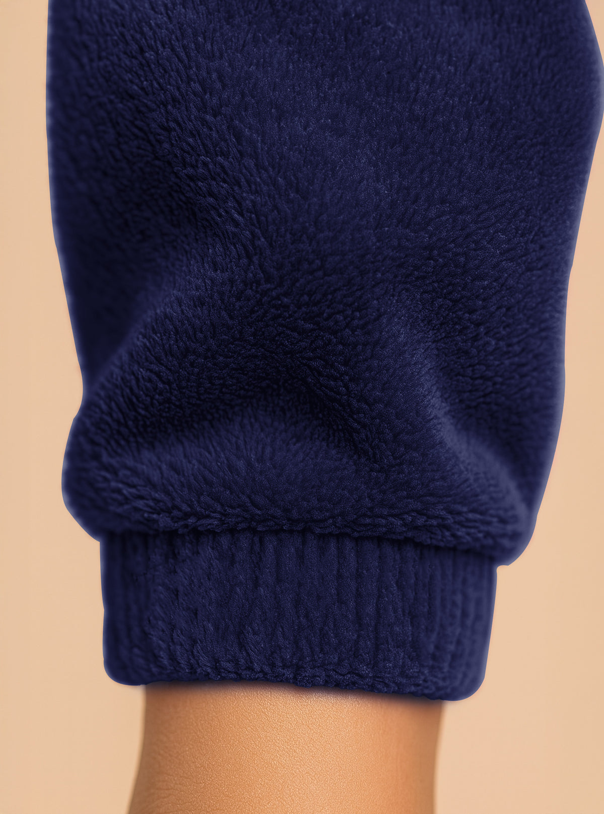 Pijama Polar Mujer con Bordado Angel · Sudadera y Jogger Afelpados · Unitalla color Azul Marino