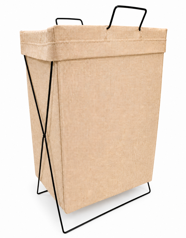 Cesto Organizador Plegable con Estructura de Metal · Para Ropa y Juguetes color Beige