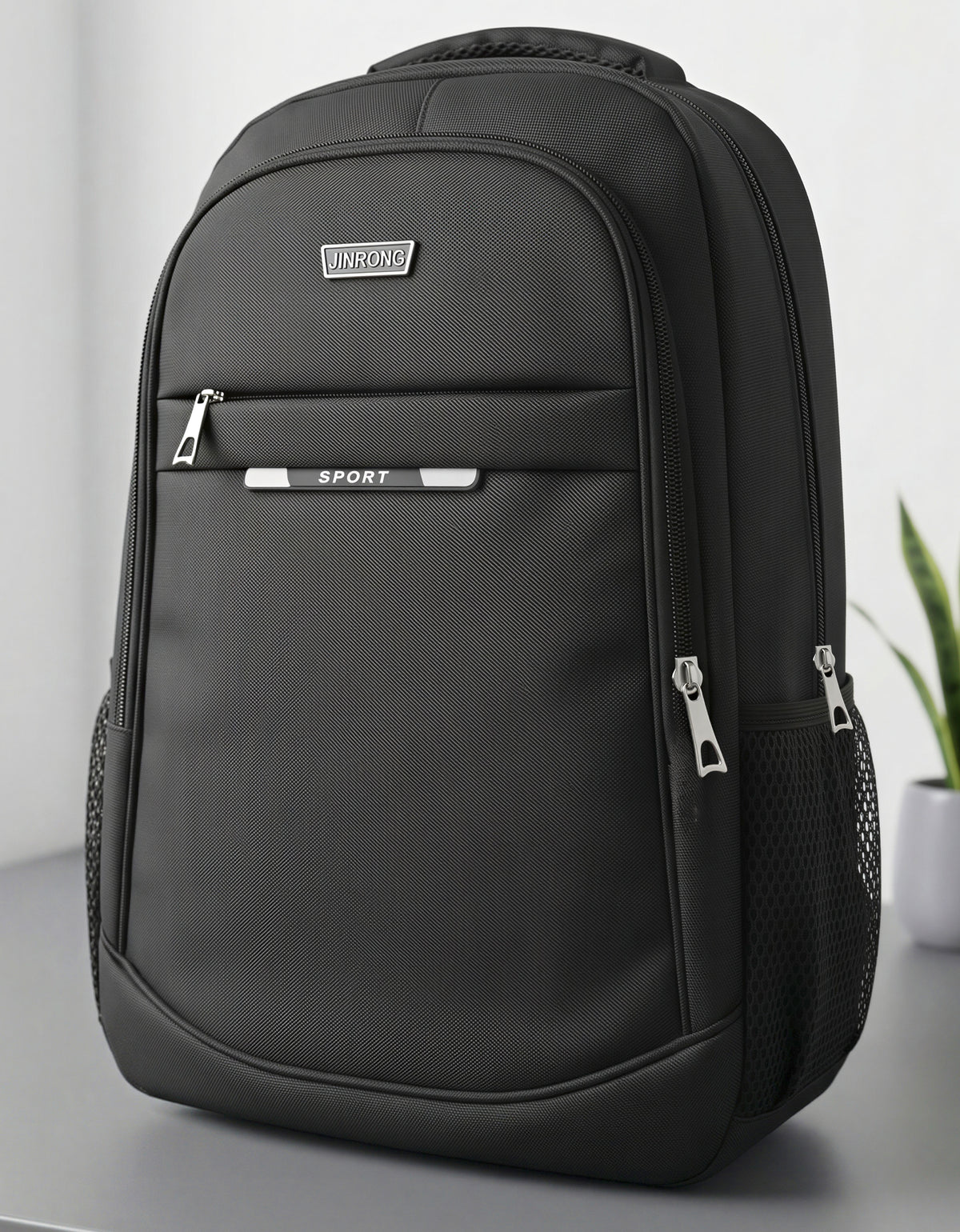 Mochila Deportiva y Escolar 50 × 35 × 16 cm con Bolsillos Laterales · Negra