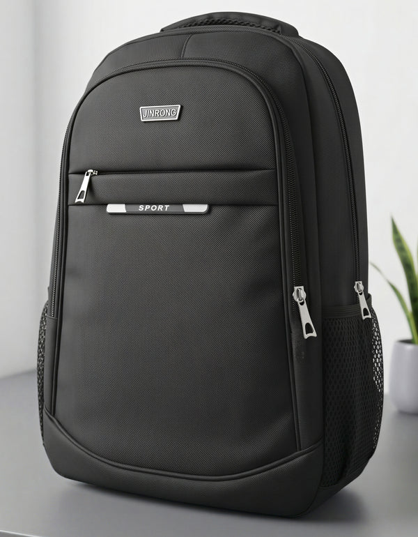 Mochila Deportiva y Escolar 50 × 35 × 16 cm con Bolsillos Laterales · Negra
