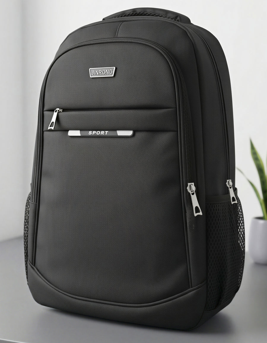 Mochila Deportiva y Escolar 50 × 35 × 16 cm con Bolsillos Laterales · Negra