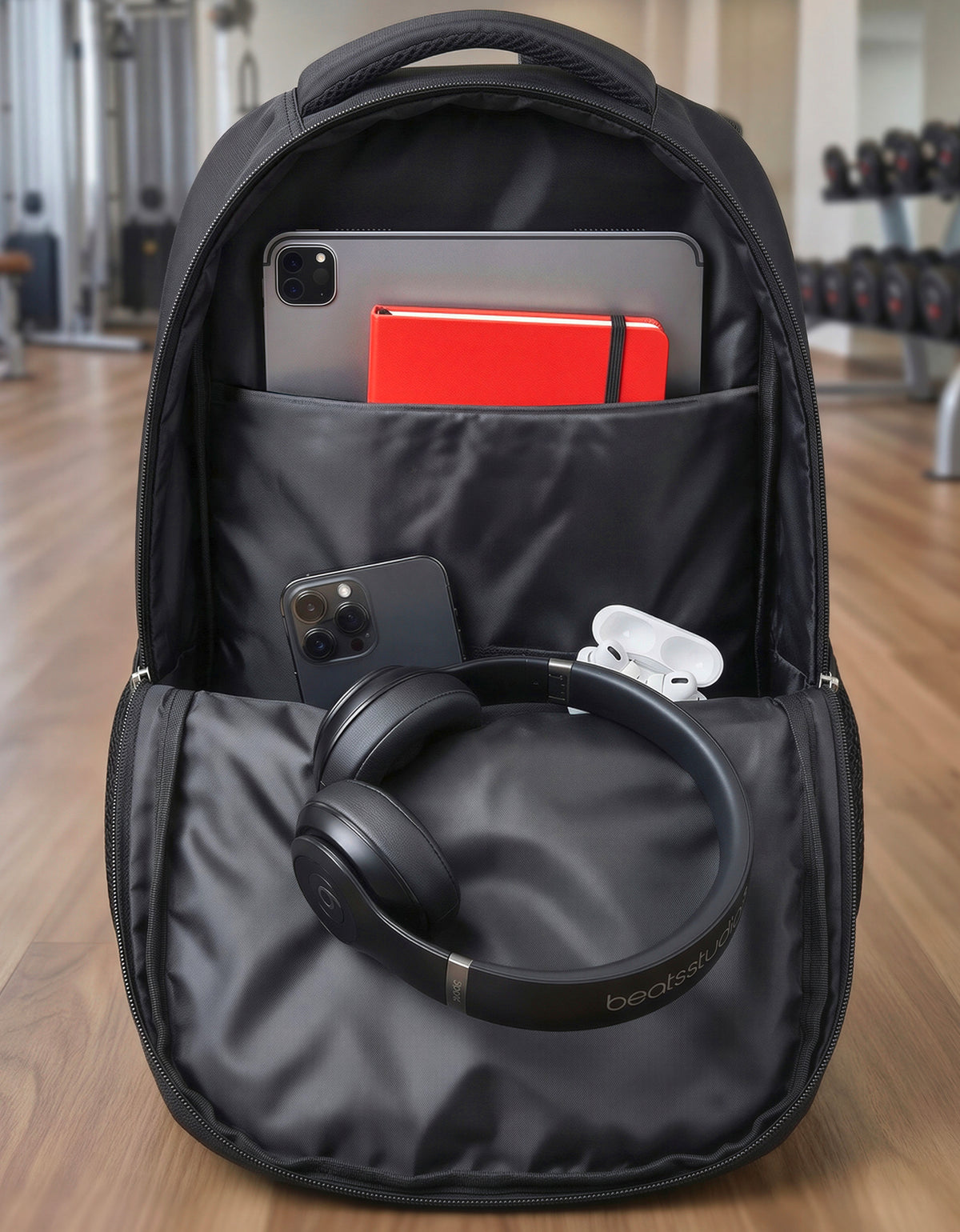 Mochila Deportiva y Escolar 50 × 35 × 16 cm con Bolsillos Laterales · Negra
