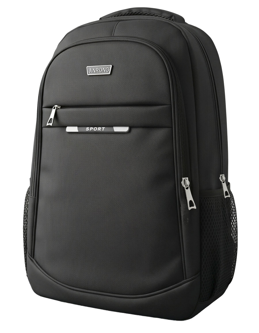 Mochila Deportiva y Escolar 50 × 35 × 16 cm con Bolsillos Laterales · Negra