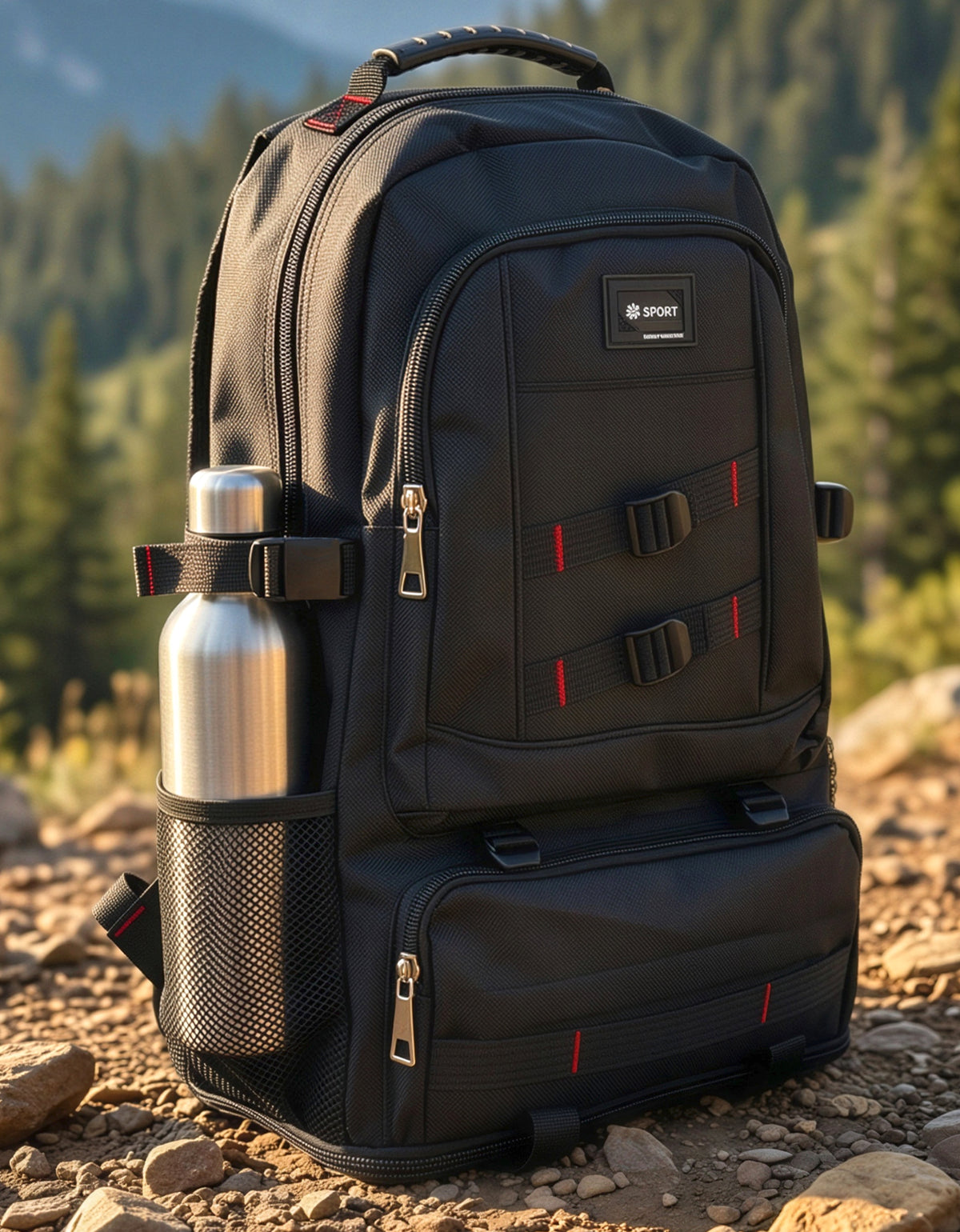 Mochila Grande Outdoor 64 × 35 × 13.5 cm para Viaje y Excursión · Negra