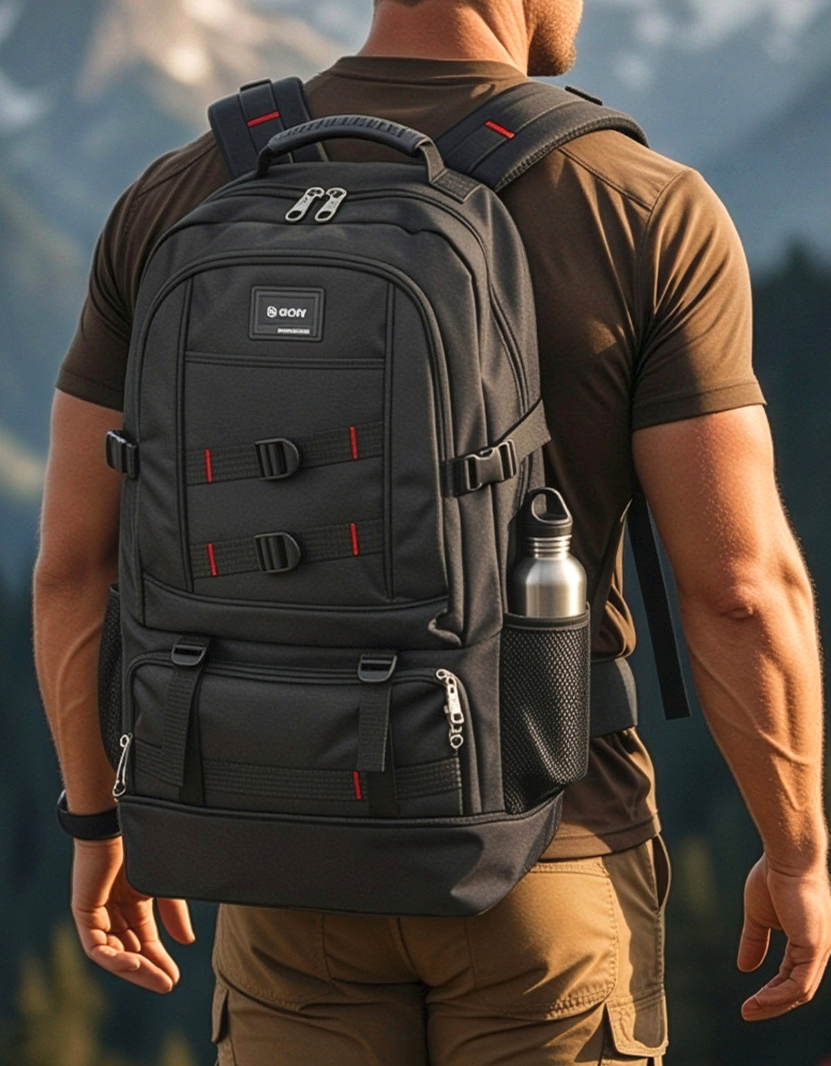 Mochila Grande Outdoor 64 × 35 × 13.5 cm para Viaje y Excursión · Negra
