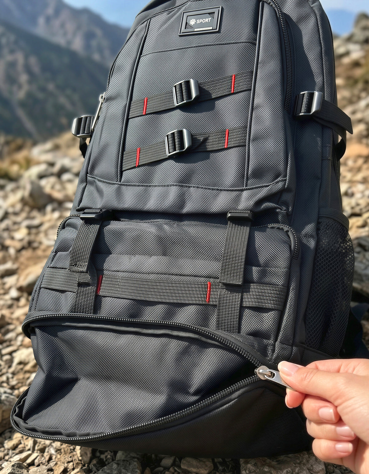 Mochila Grande Outdoor 64 × 35 × 13.5 cm para Viaje y Excursión · Negra