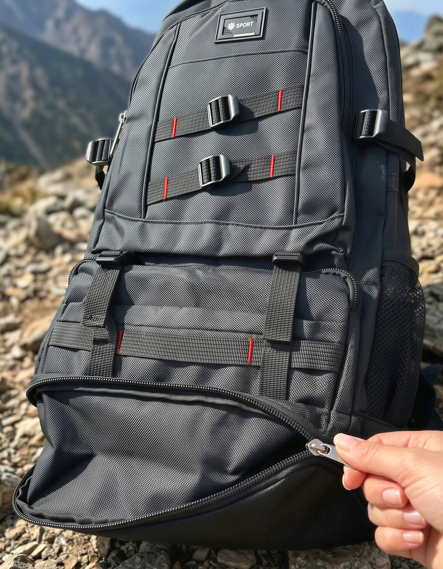 Mochila Grande Outdoor 64 × 35 × 13.5 cm para Viaje y Excursión · Negra