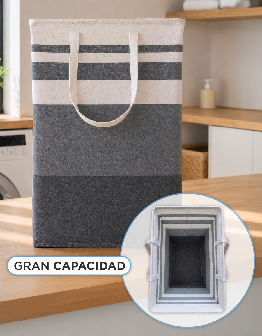 Canasta Organizadora con Asas 60 × 26 × 36 cm · Para Ropa y Juguetes · Diseño Rayas