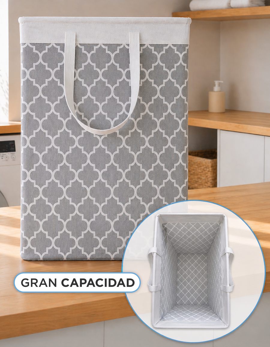 Canasta Organizadora con Asas 60 × 26 × 36 cm · Para Ropa y Juguetes · Diseño Geométrico