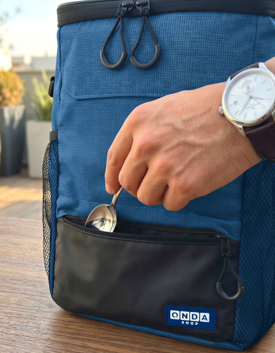Lonchera Térmica con Correa · Bolsa Cooler con Portabotella · 31 × 21 × 15.5 cm color Azul Marino