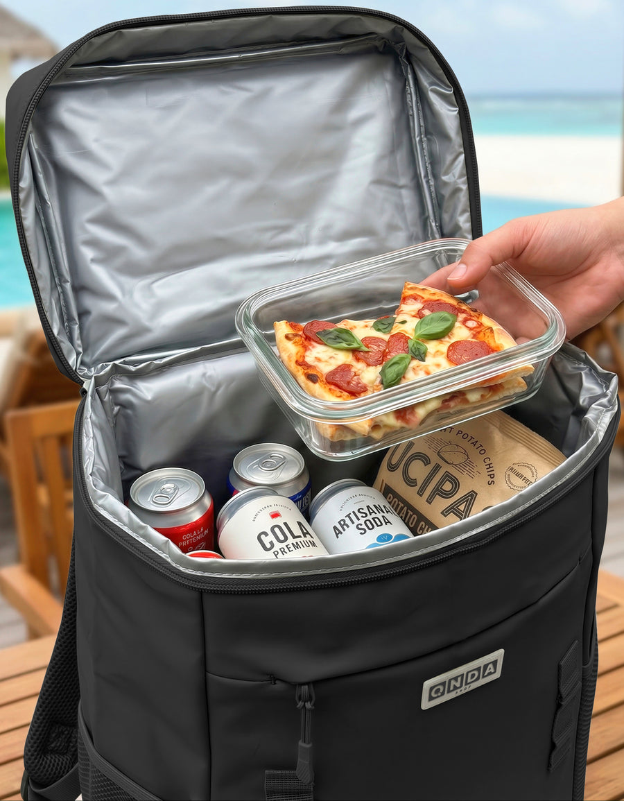 Mochila Térmica Cooler para Comida y Bebidas 27 × 18 × 34.5 cm color Negro