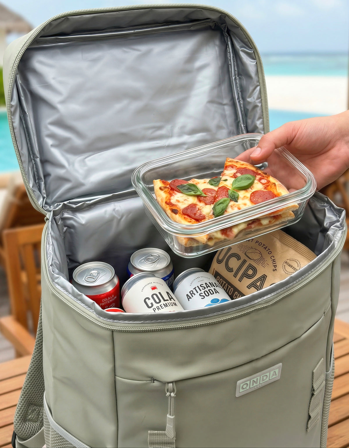 Mochila Térmica Cooler para Comida y Bebidas 27 × 18 × 34.5 cm color Verde