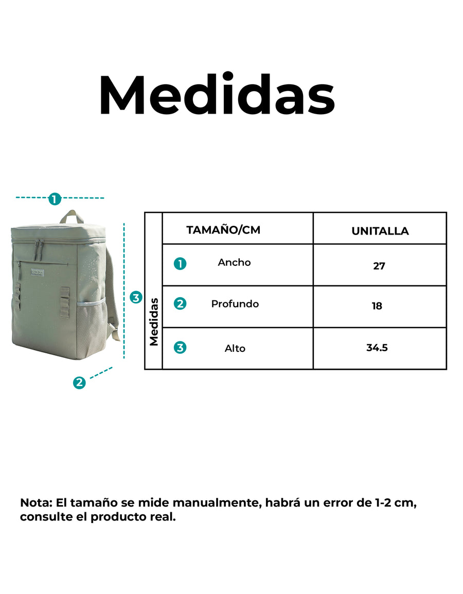 Mochila Térmica Cooler para Comida y Bebidas 27 × 18 × 34.5 cm color Verde