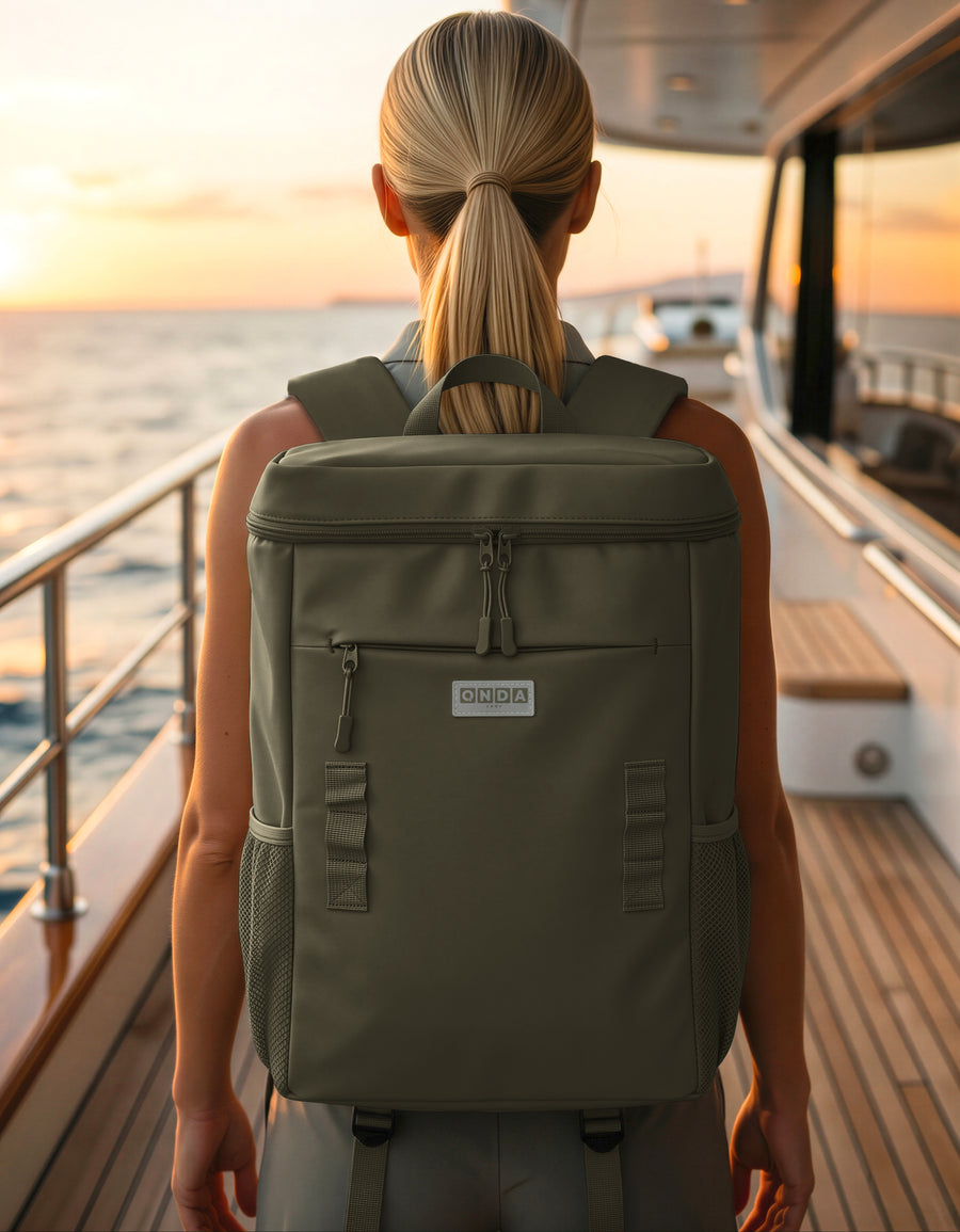 Mochila Térmica Cooler para Comida y Bebidas 27 × 18 × 34.5 cm color Verde Militar