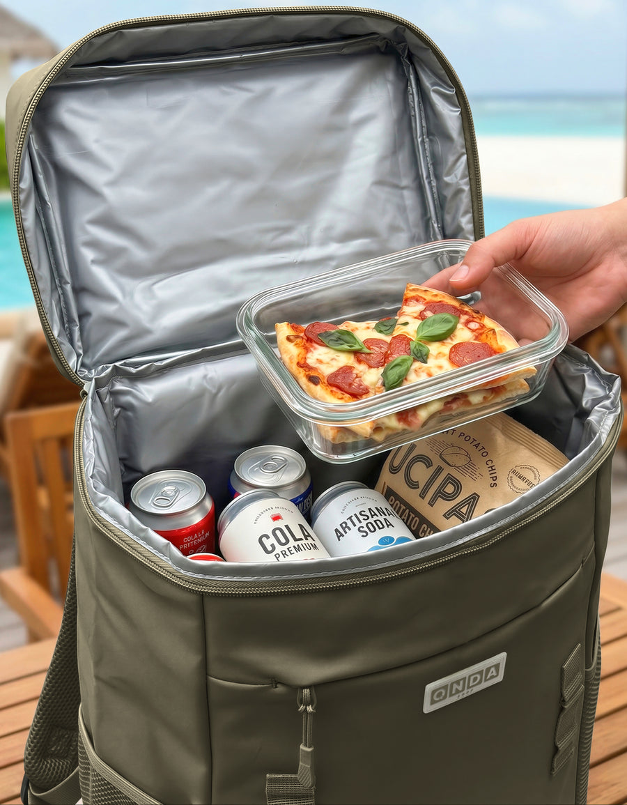 Mochila Térmica Cooler para Comida y Bebidas 27 × 18 × 34.5 cm color Verde Militar