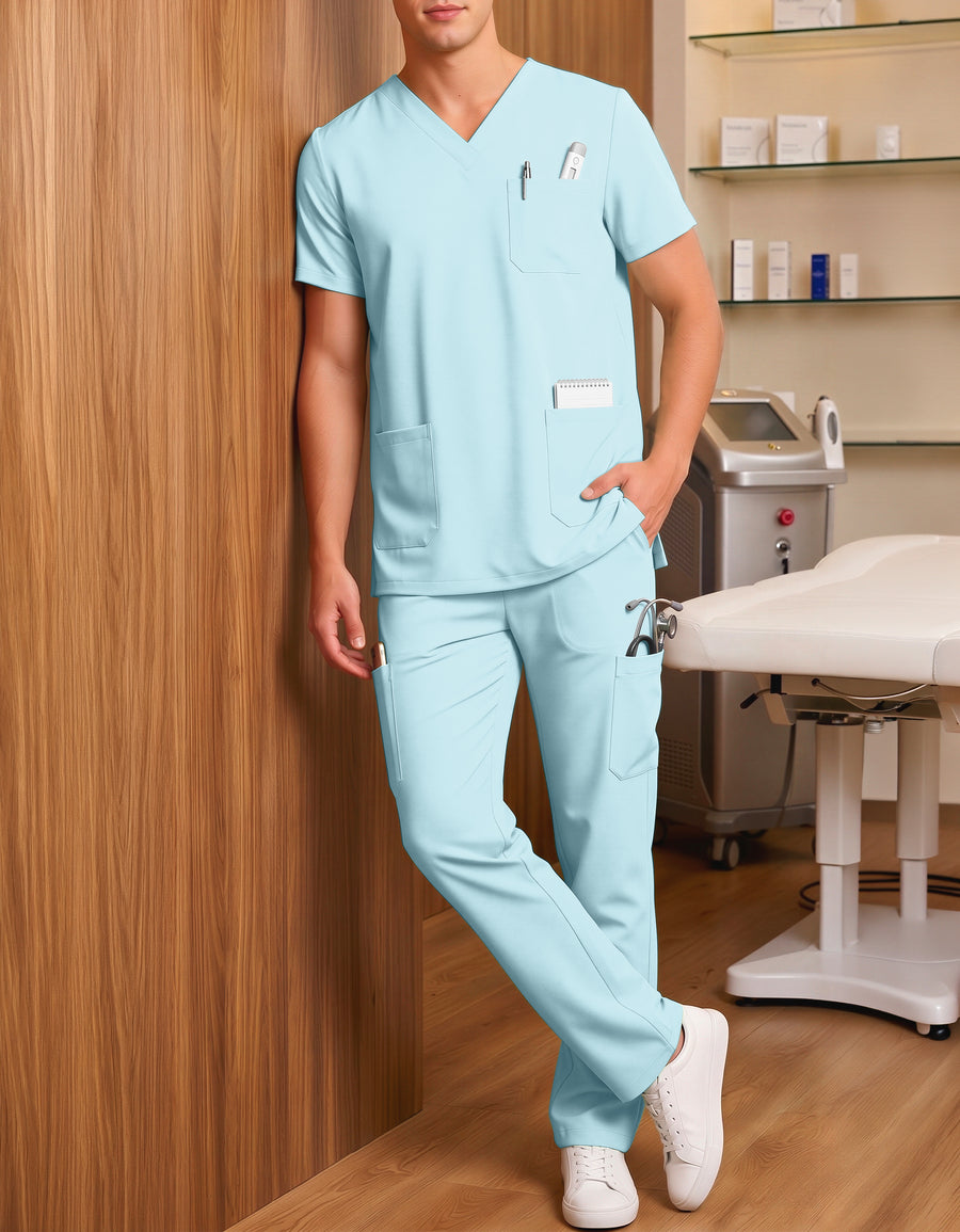 Uniforme Médico 2 Piezas Filipina y Pantalón · Unisex color Azul Claro