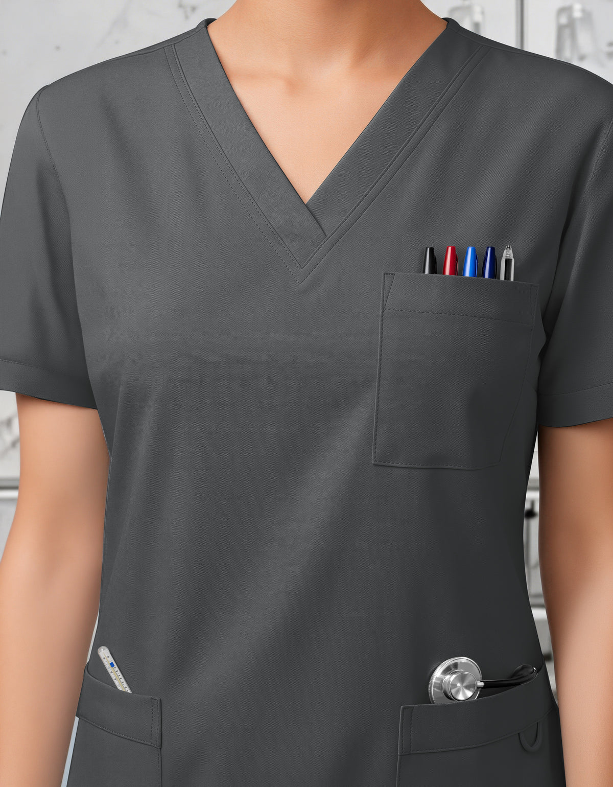 Uniforme Médico 2 Piezas Filipina y Pantalón · Unisex color Gris Oxford