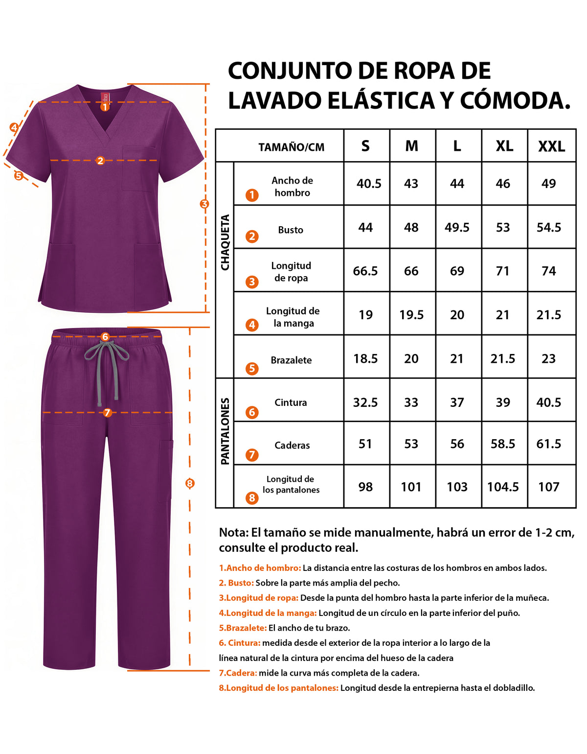 Uniforme Médico 2 Piezas Filipina y Pantalón · Unisex color Morado