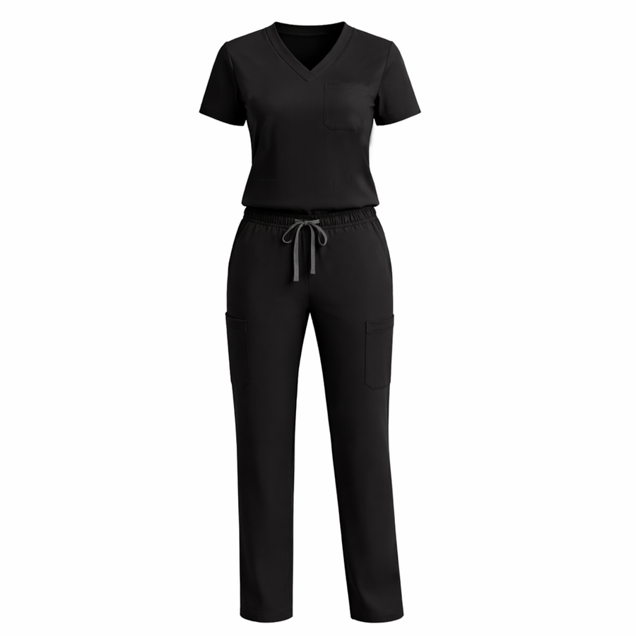 Uniforme Médico 2 Piezas Filipina y Pantalón · Unisex color Negro