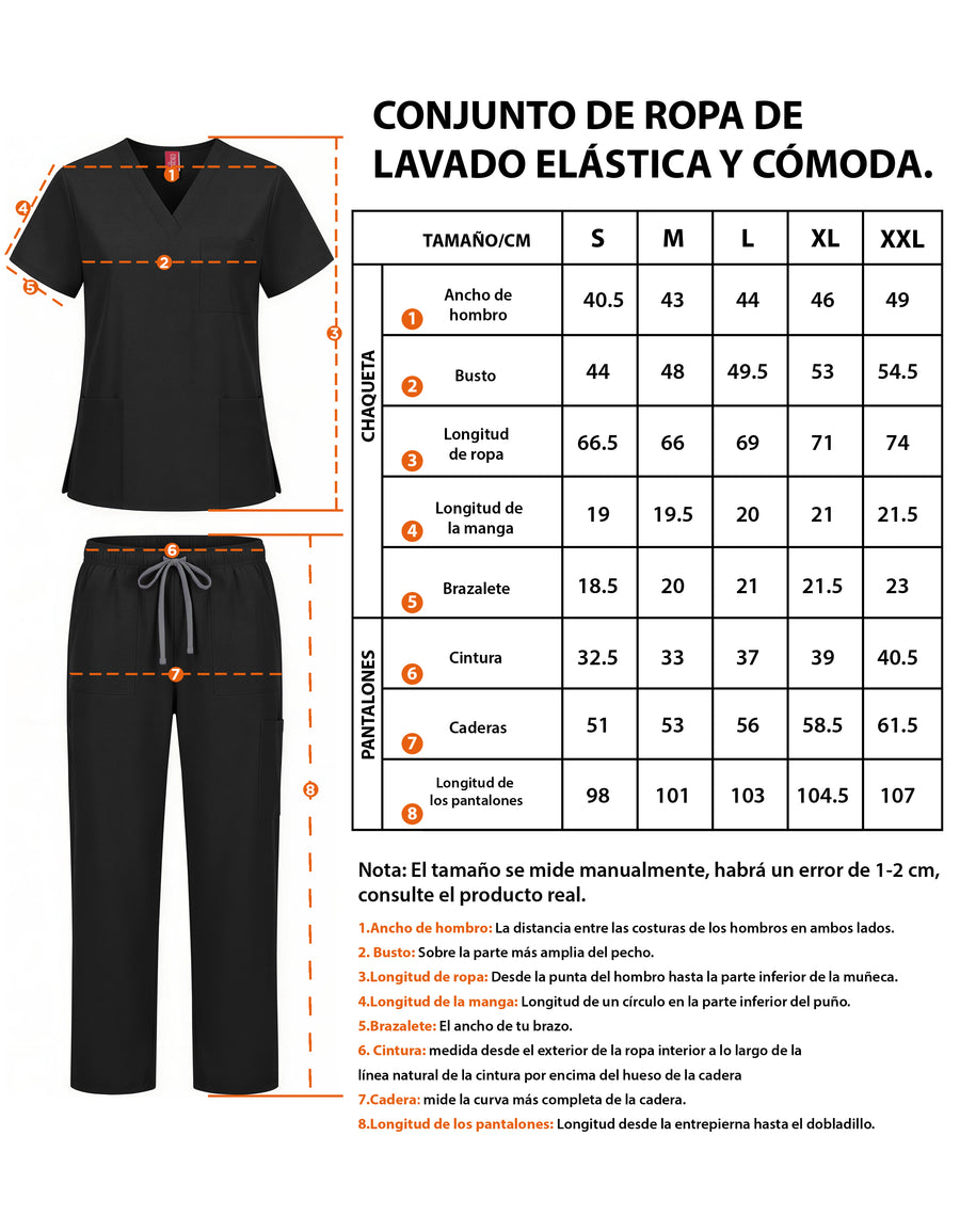 Uniforme Médico 2 Piezas Filipina y Pantalón · Unisex color Negro