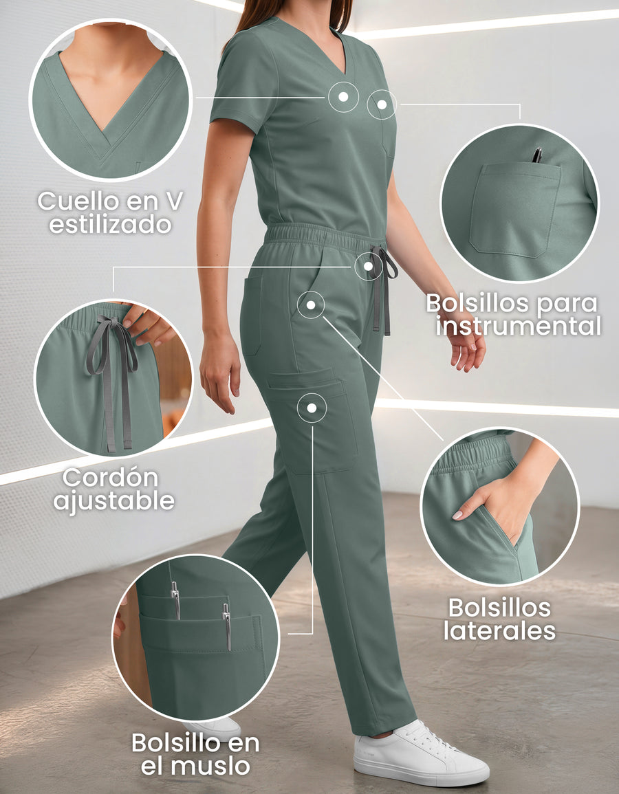 Uniforme Médico 2 Piezas Filipina y Pantalón · Unisex color Turquesa