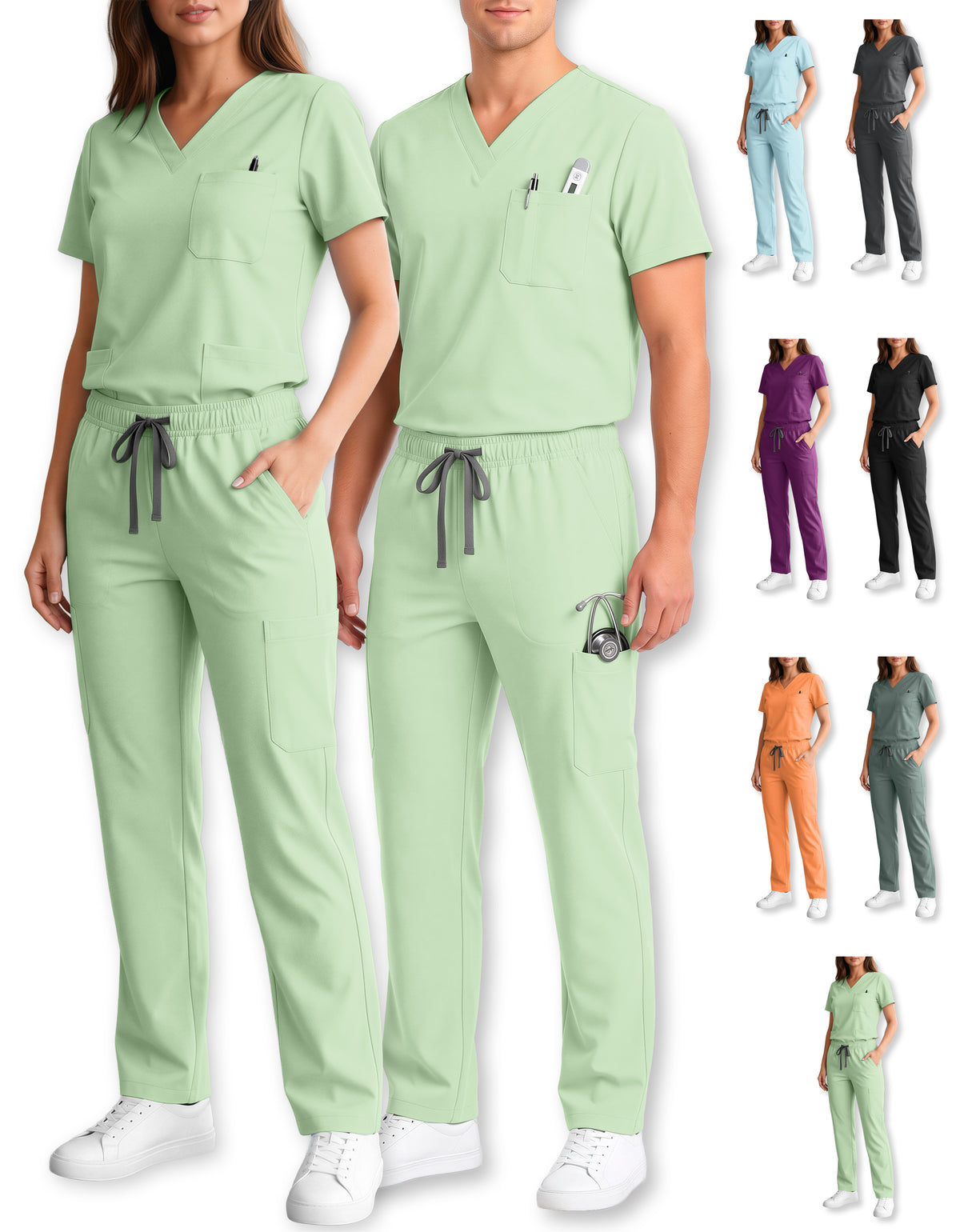 Uniforme Médico 2 Piezas Filipina y Pantalón · Unisex color Verde Claro