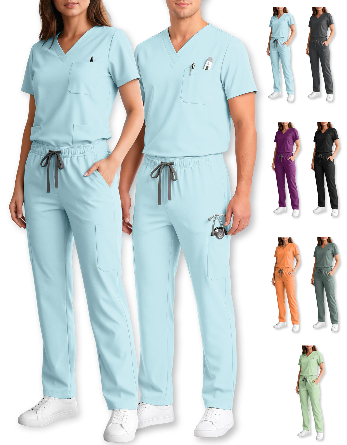 Uniforme Médico 2 Piezas Filipina y Pantalón · Unisex color Azul Claro