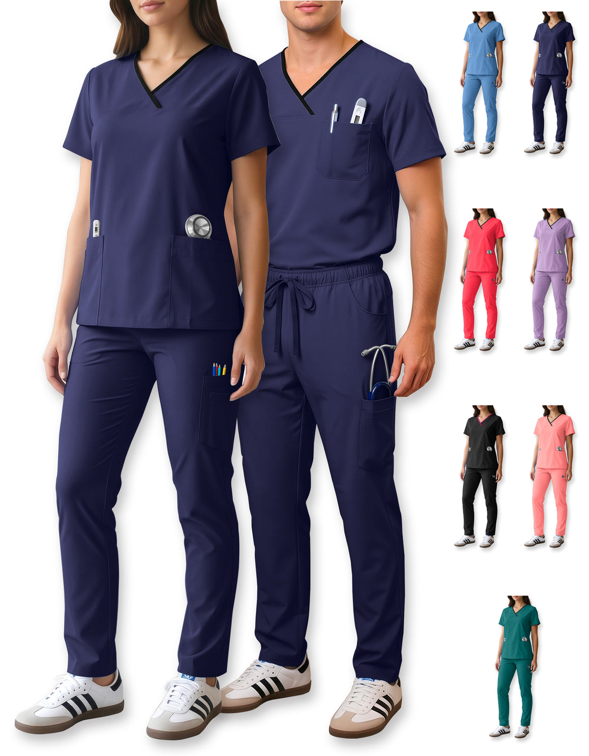 Uniforme Médico 2 Piezas Filipina y Pantalón · Unisex color Azul Marino