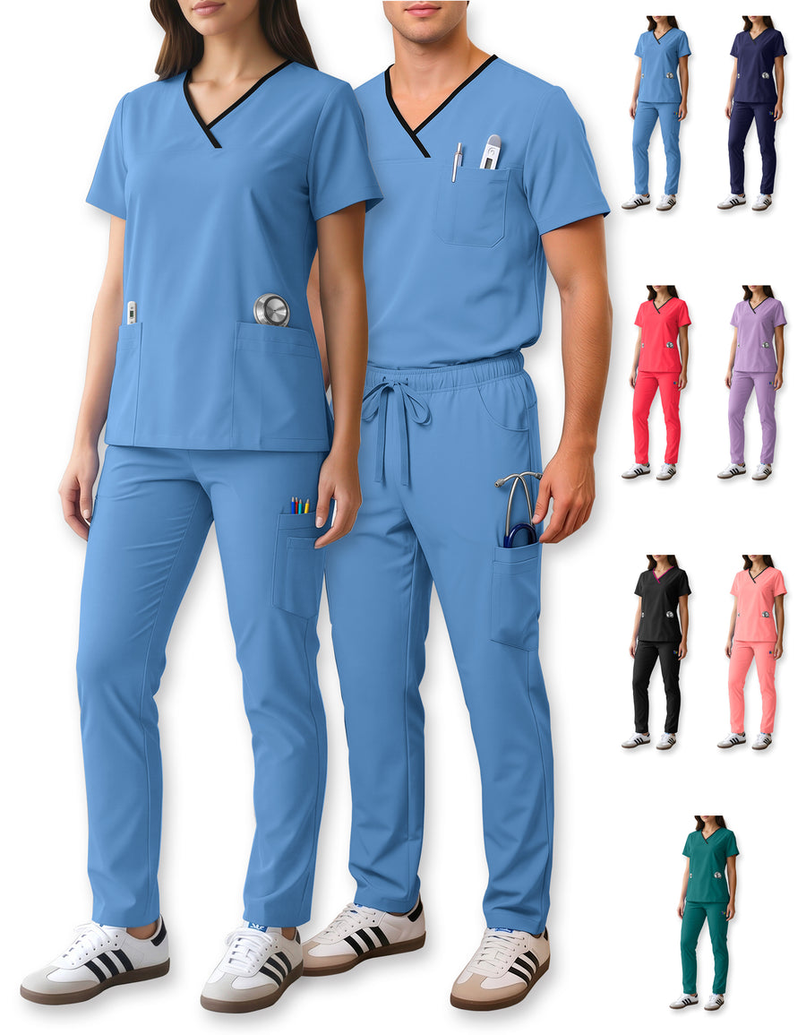 Uniforme Médico 2 Piezas Filipina y Pantalón · Unisex color Azul Claro ·2
