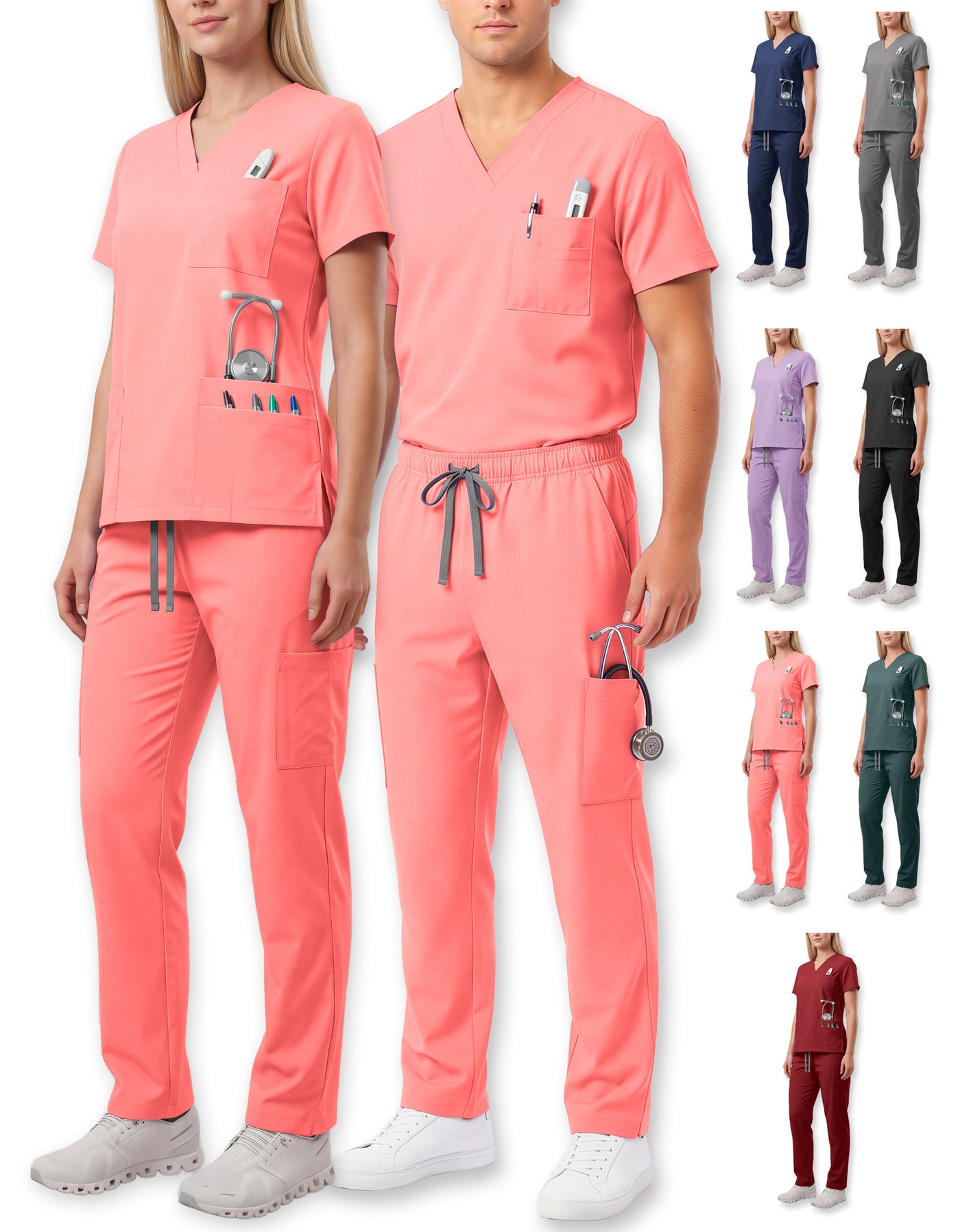 Uniforme Médico 2 Piezas Filipina y Pantalón · Unisex color Rosa Claro
