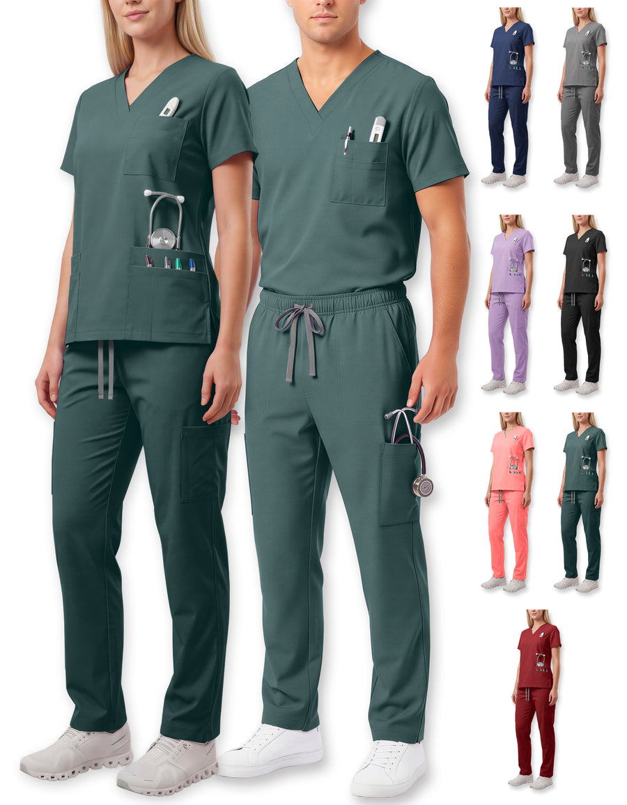 Uniforme Médico 2 Piezas Filipina y Pantalón · Unisex color Turquesa ·2