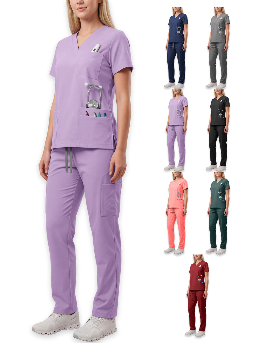 Uniforme Médico 2 Piezas Filipina y Pantalón · Unisex color Lila