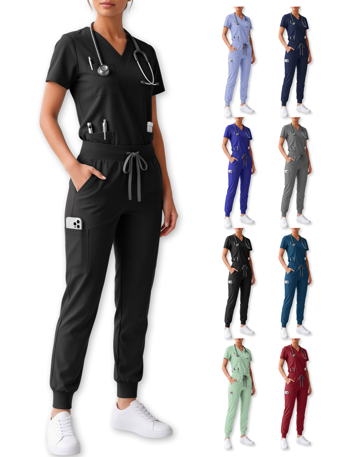 Uniforme Médico 2 Piezas Filipina y Pantalón · Unisex color Negro ·2
