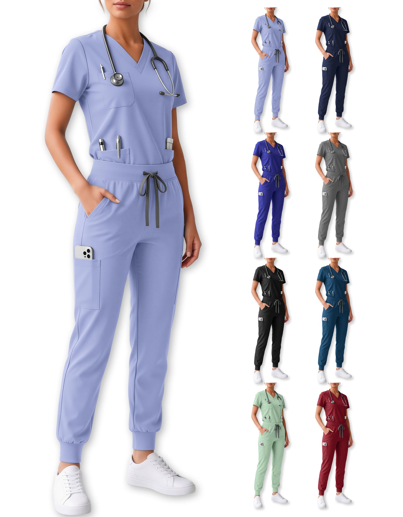 Uniforme Médico 2 Piezas Filipina y Pantalón · Unisex color Azul Claro ·2