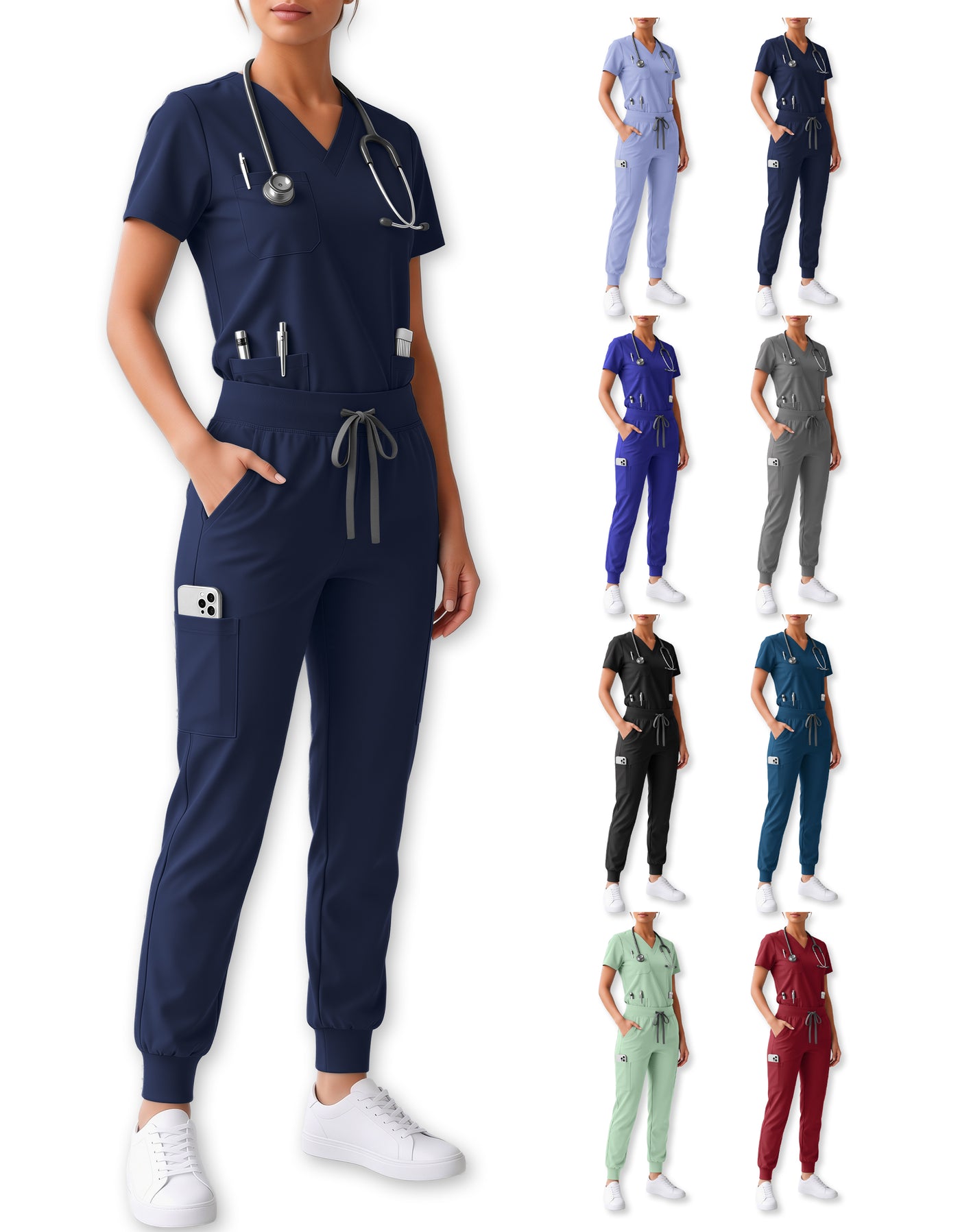 Uniforme Médico 2 Piezas Filipina y Pantalón · Unisex color Azul Marino ·3