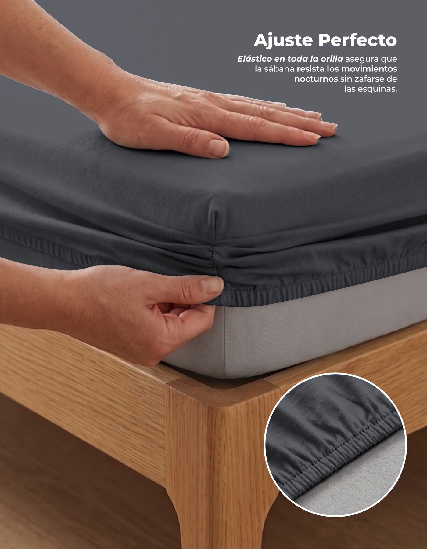 Juego de Sábanas Individual Microfibra 3 Piezas · Sábana de Cajón con Resorte color Gris Oxford