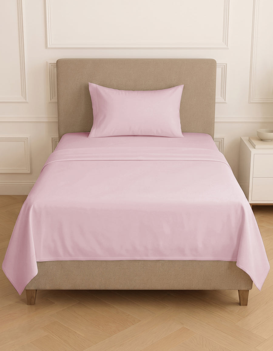 Juego de Sábanas Individual Microfibra 3 Piezas · Sábana de Cajón con Resorte color Rosa