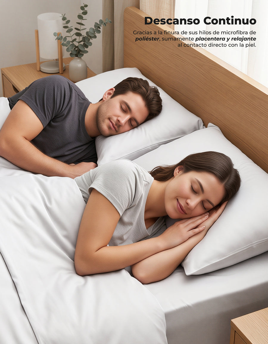Juego de Sábanas Matrimonial Microfibra · Sábana de Cajón Ajustable color Blanco