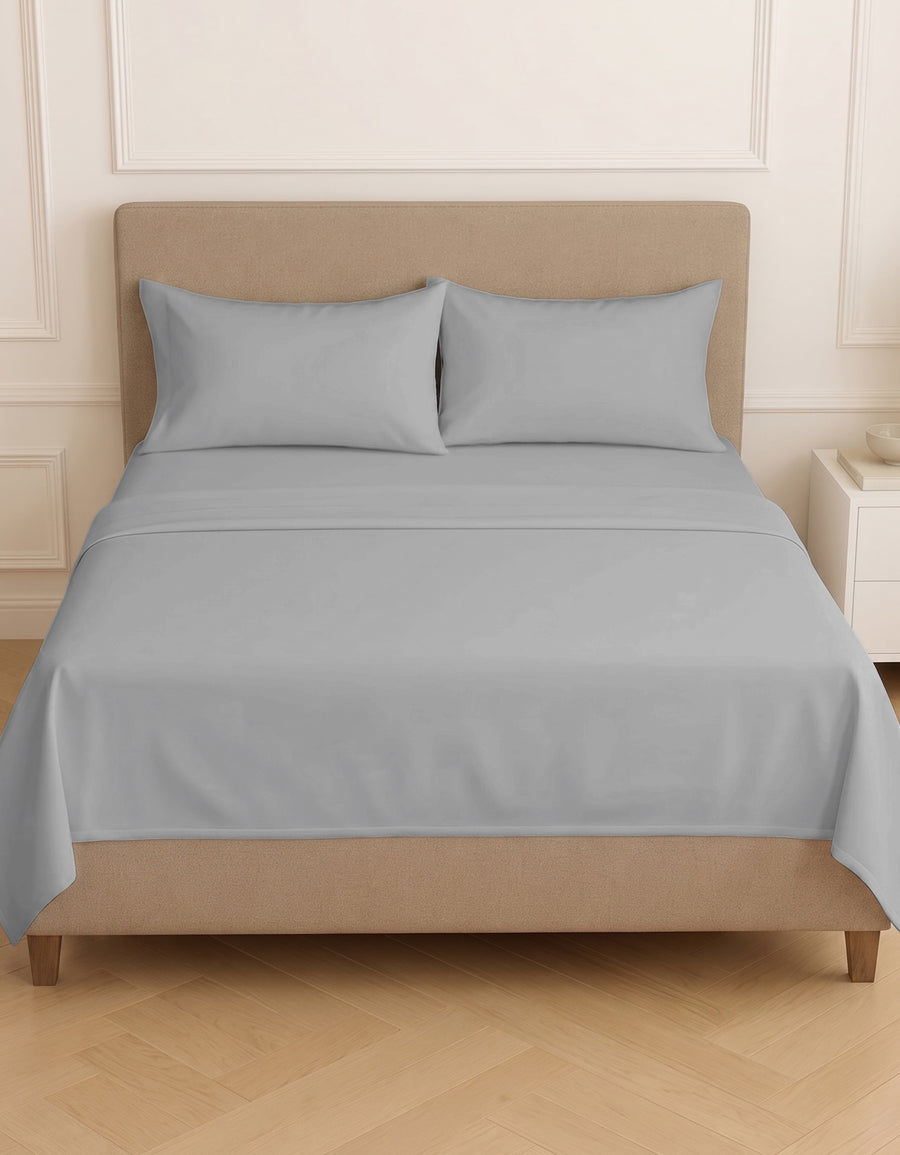 Juego de Sábanas Matrimonial Microfibra · Sábana de Cajón Ajustable color Gris Claro