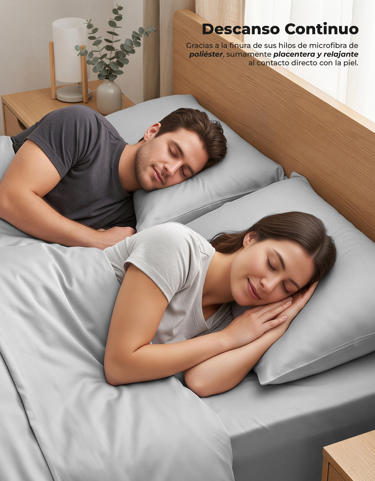 Juego de Sábanas Matrimonial Microfibra · Sábana de Cajón Ajustable color Gris Claro