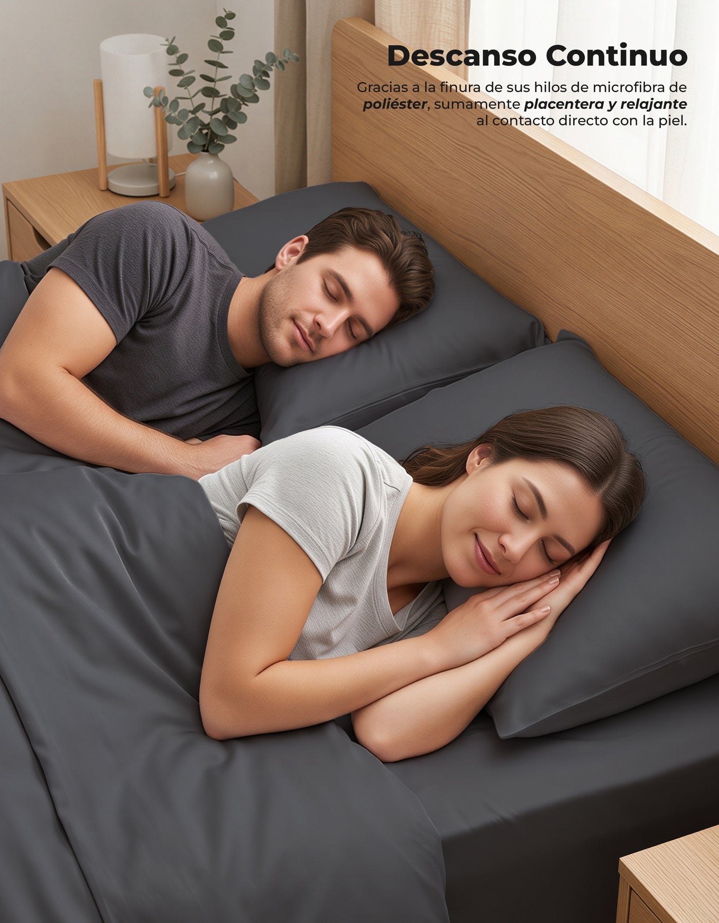 Juego de Sábanas Matrimonial Microfibra · Sábana de Cajón Ajustable color Gris Oxford