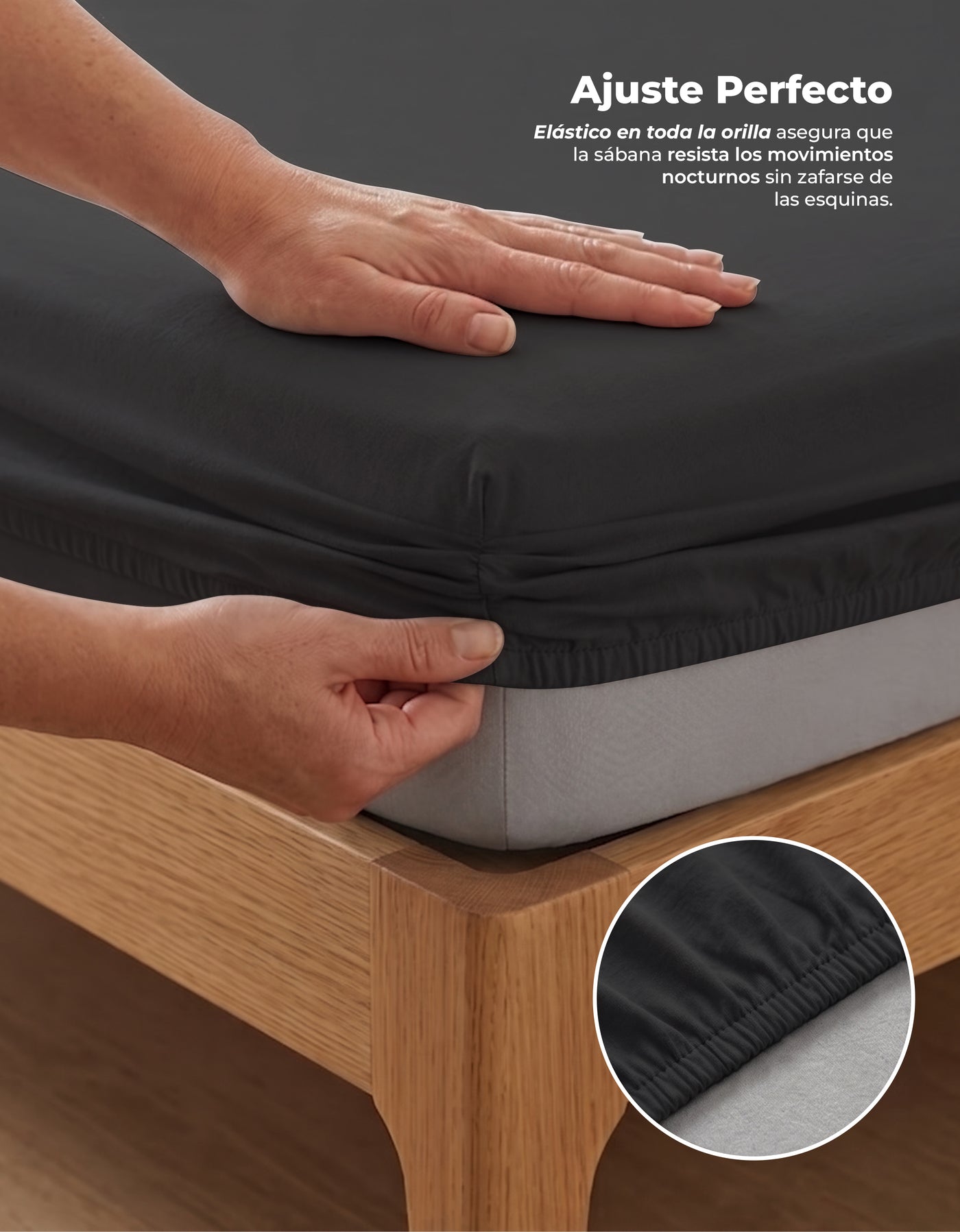 Juego de Sábanas Matrimonial Microfibra · Sábana de Cajón Ajustable color Negro